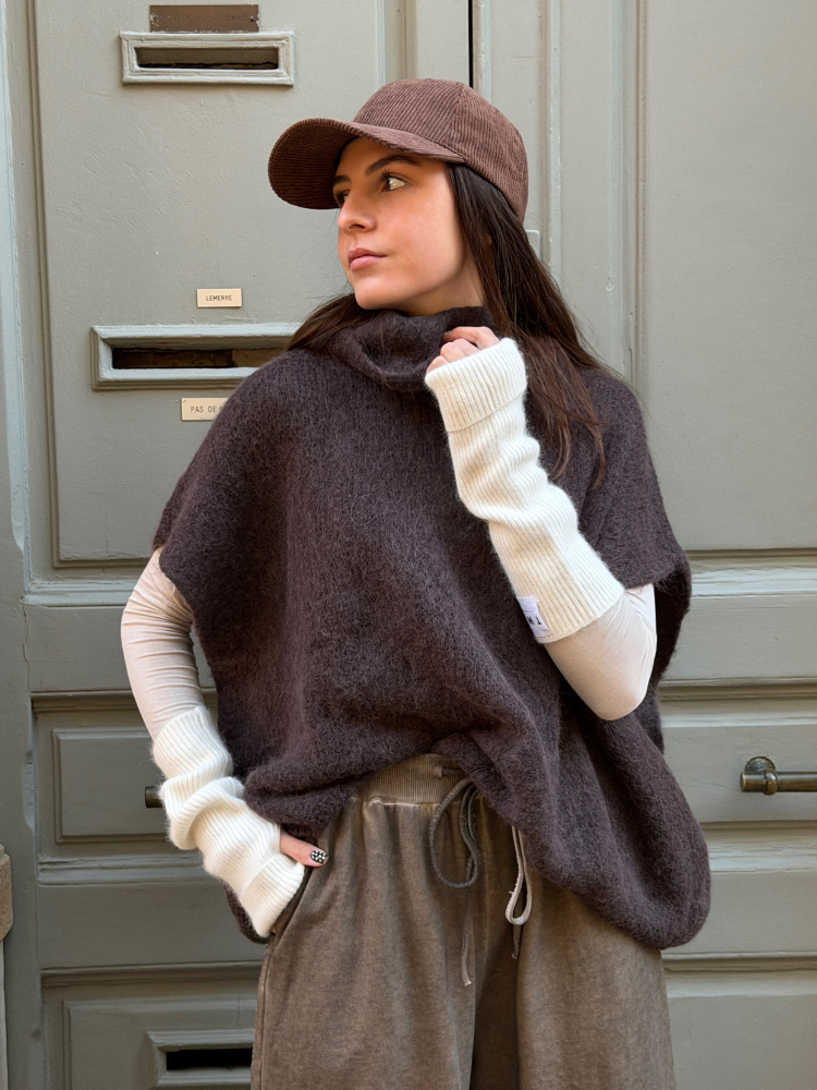 Pull ANDY sans manches choco