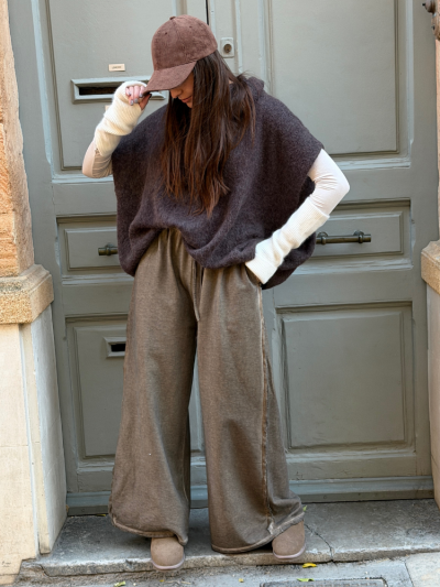 Pull ANDY sans manches choco