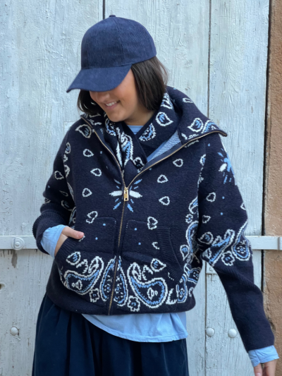 Gilet zippé ANGE bleu marine