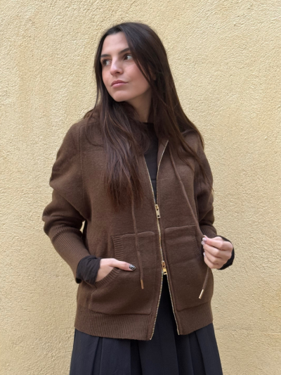 Gilet zippé KARA choco à...