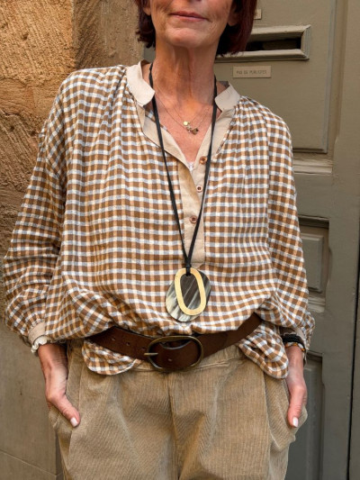 Blouse NIMES carreaux beige