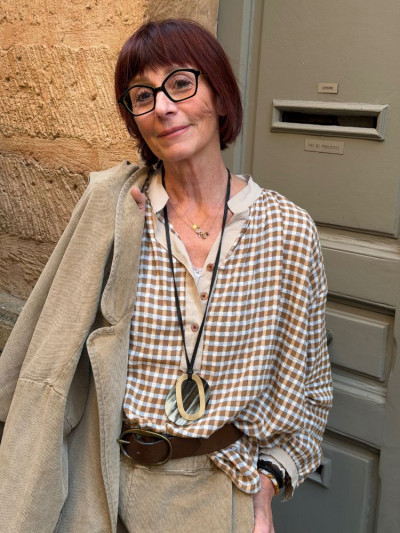 Blouse NIMES carreaux beige 2