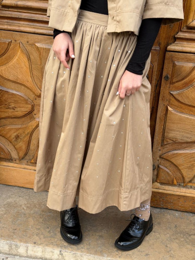 Jupe PERLA camel à clous