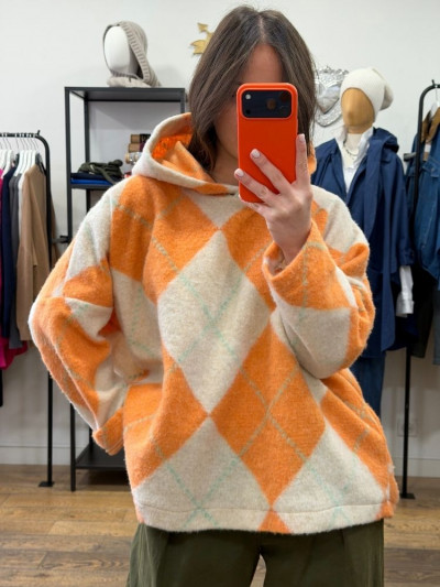 Pull KEMY orange à capuche