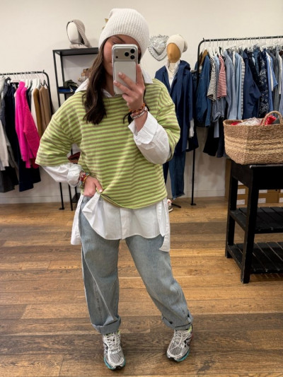 T-shirt TOINE marinière vert 2