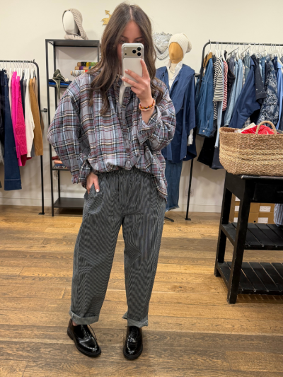 Pantalon RIO rayé marine 2