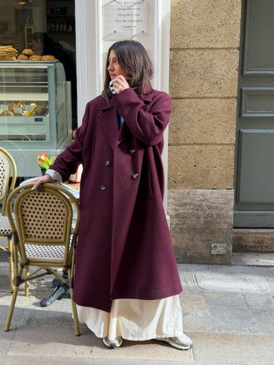 Manteau long NATALIA bordeaux 2