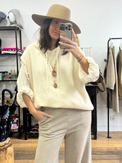 Pull JAMY sans manches écru