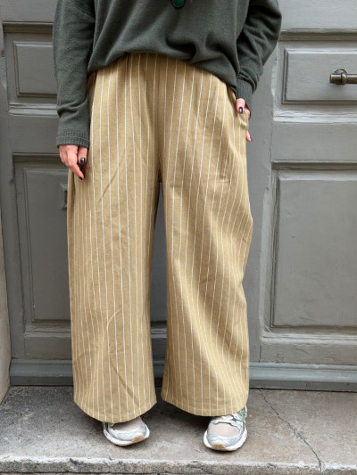 Pantalon PARIS rayé beige/écru