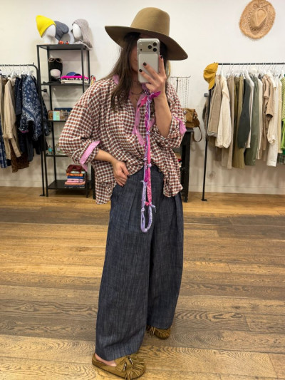 Blouse NIMES carreaux rose 2