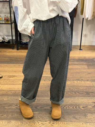 Pantalon RIO rayé marine