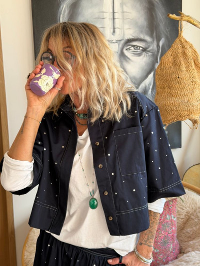 Chemise ANDY marine à clous