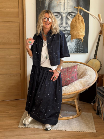 Chemise ANDY marine à clous 2