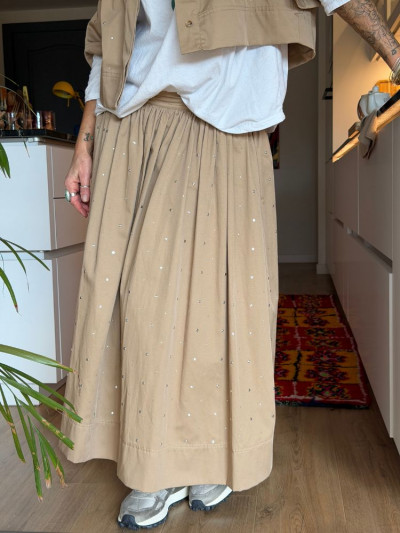 Jupe PERLA camel à clous