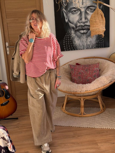 T-shirt TOINE marinière rouge