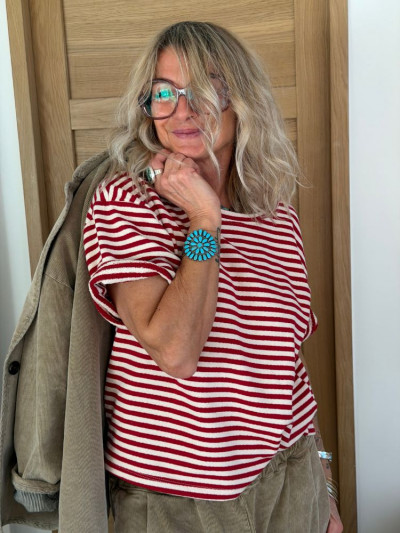 T-shirt TOINE marinière rouge