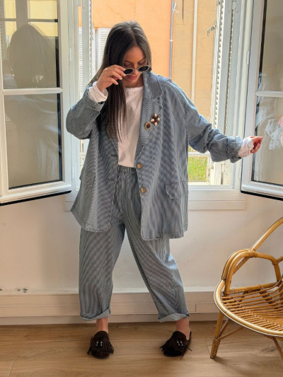 Blazer GABRIEL bleu rayé blanc 2