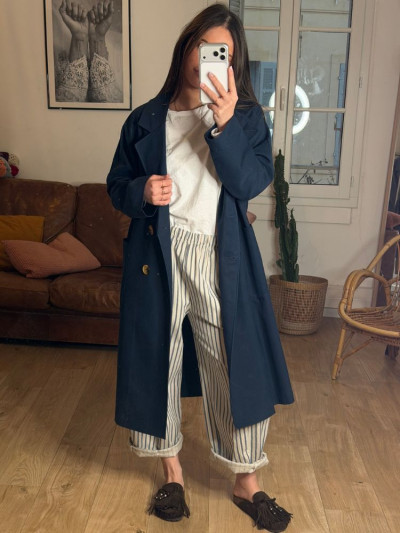 Pantalon LIO blanc rayé bleu 2