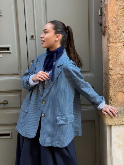 Blazer GABRIEL rayé marine