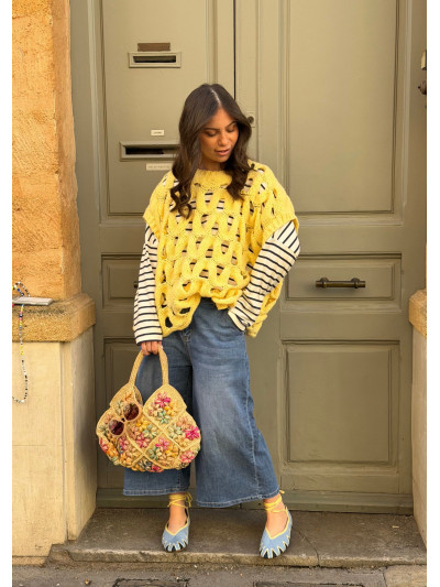 Pull CASSIE sans manches jaune 2