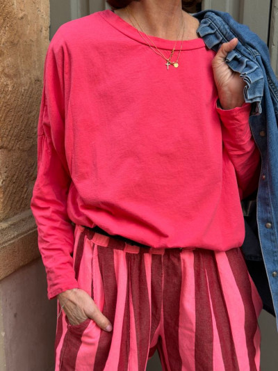 T-shirt NINETTE loose framboise