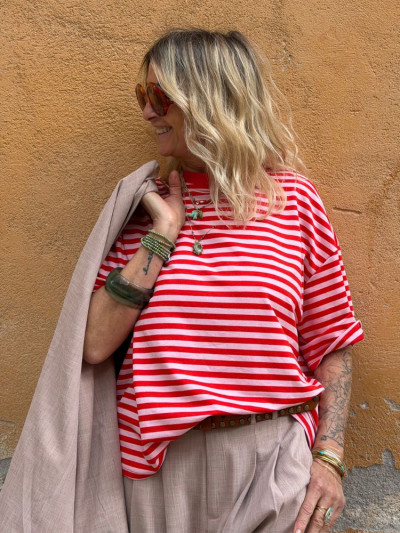 T-shirt LOLITA marinière rouge