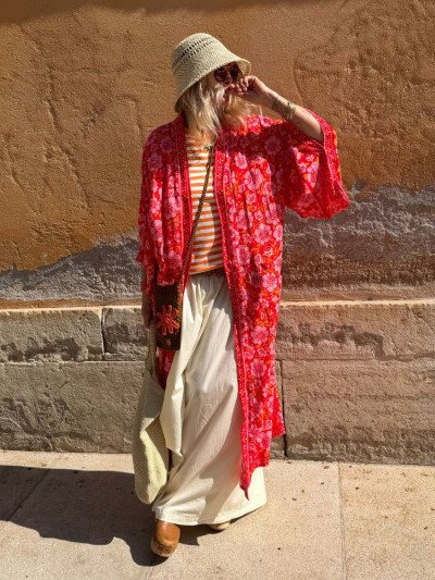 Kimono BILY long rouge