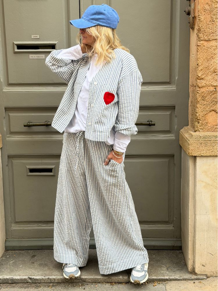 Pantalon BONNIE rayé bleu