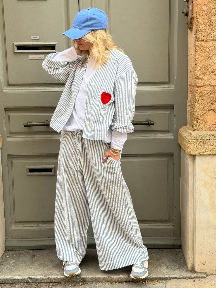 Pantalon BONNIE rayé bleu