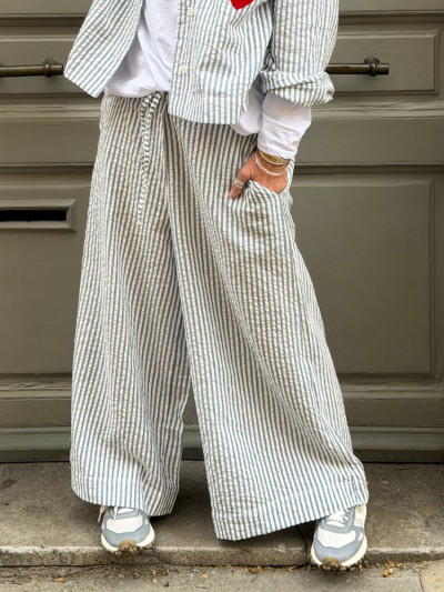 Pantalon BONNIE rayé bleu
