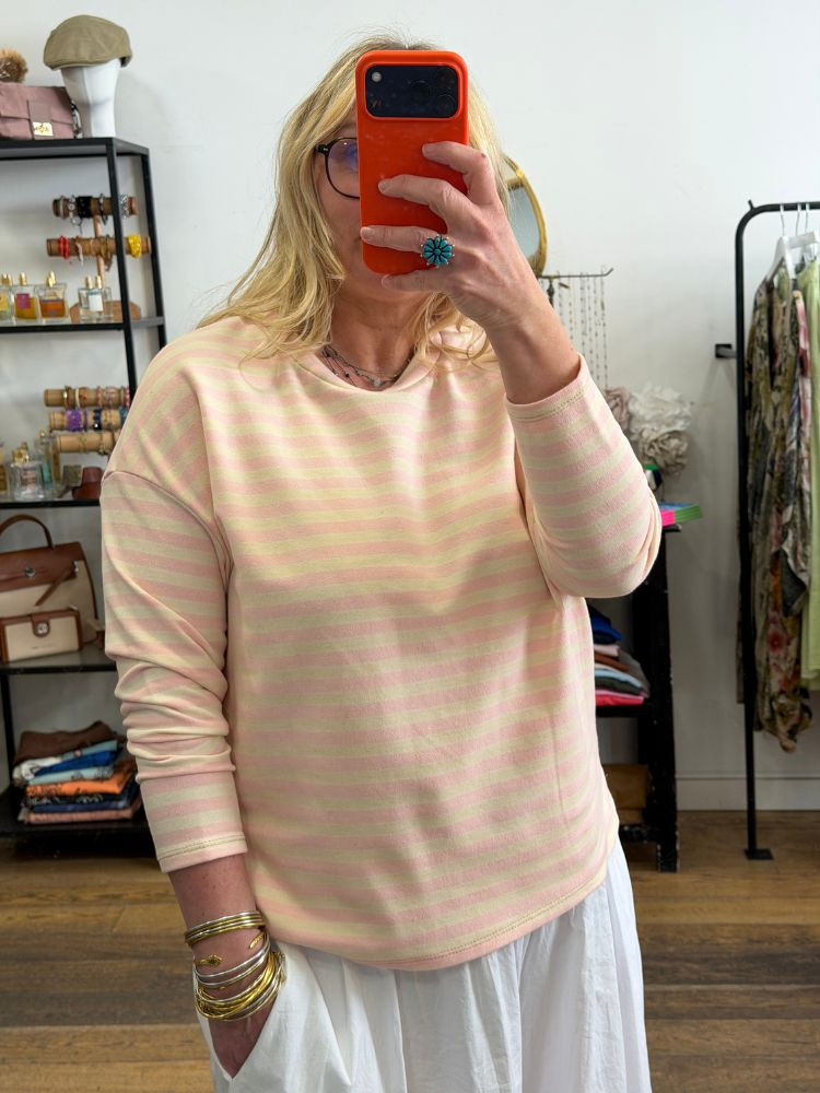 T-shirt LOU marinière rose blush ML