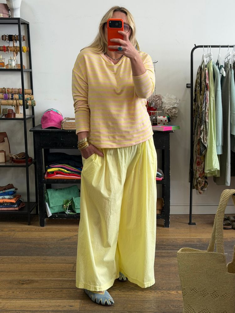 T-shirt LOU marinière rose jaune ML