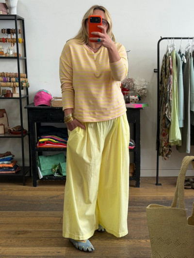 T-shirt LOU marinière rose jaune ML