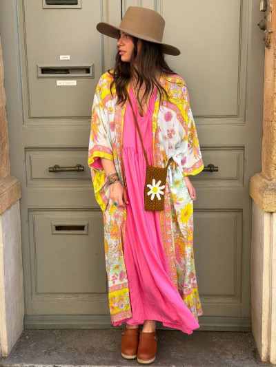 Kimono BILY long bleu & vert 2