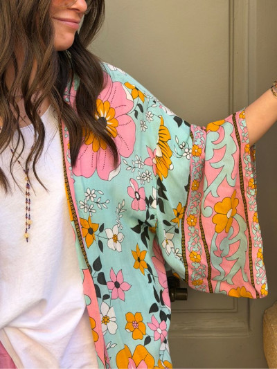 Kimono BIRDA court turquoise