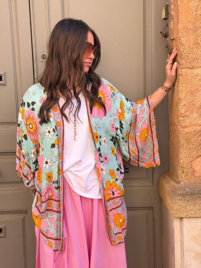 Kimono BIRDA court turquoise