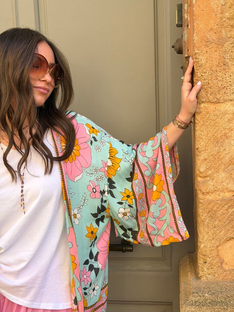 Kimono BIRDA court turquoise