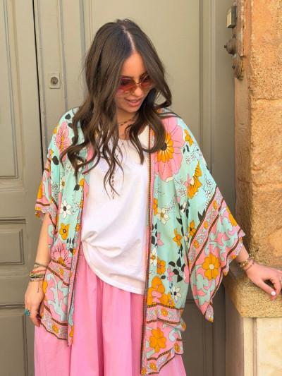 Kimono BIRDA court turquoise