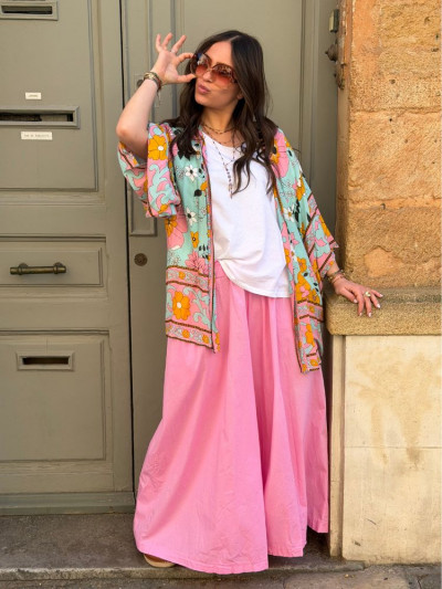 Kimono BIRDA court turquoise 2