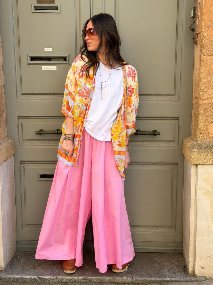 Kimono BIRDA court bleu & jaune