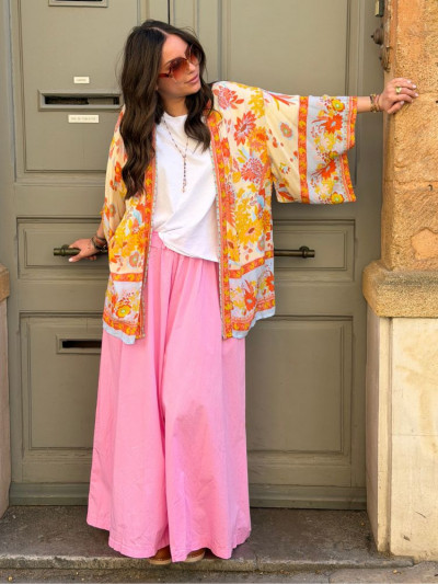 Kimono BIRDA court bleu & jaune