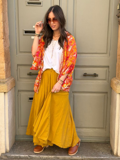 Kimono BIRDA court corail