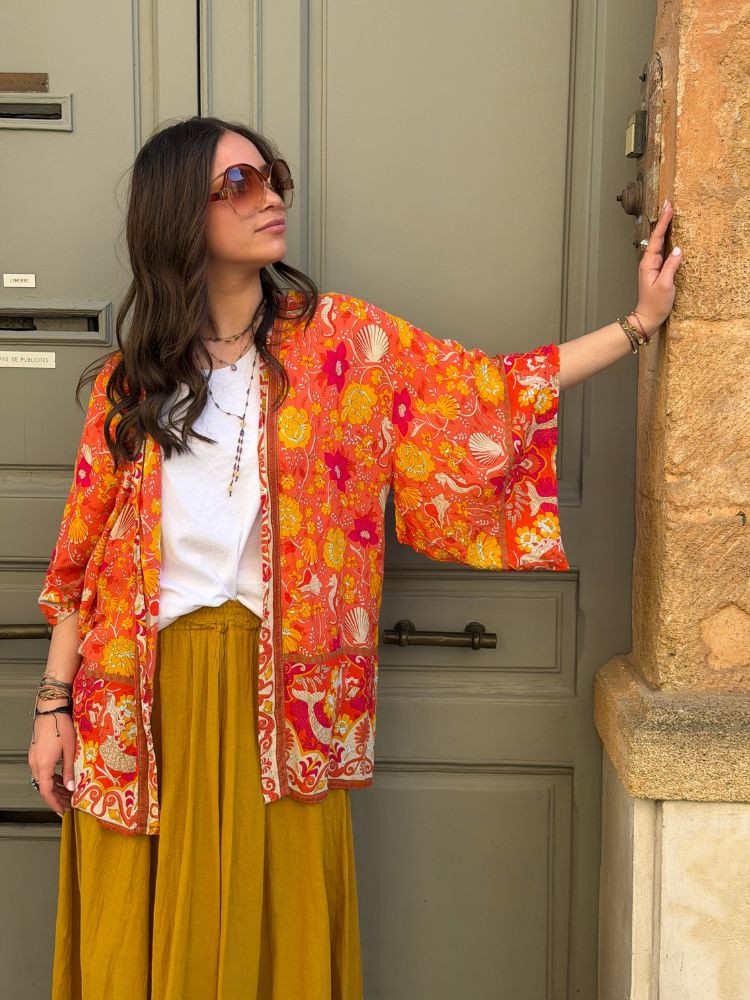 Kimono BIRDA court corail