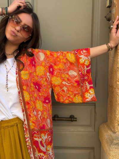 Kimono BIRDA court corail