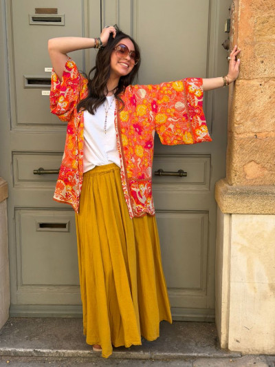 Kimono BIRDA court corail