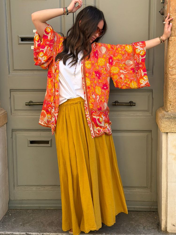 Kimono BIRDA court corail