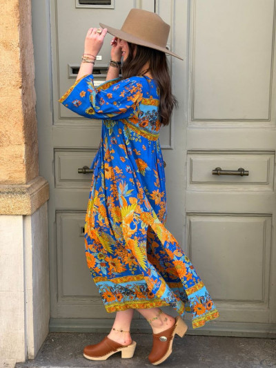 Robe AGATHE bleu & orange