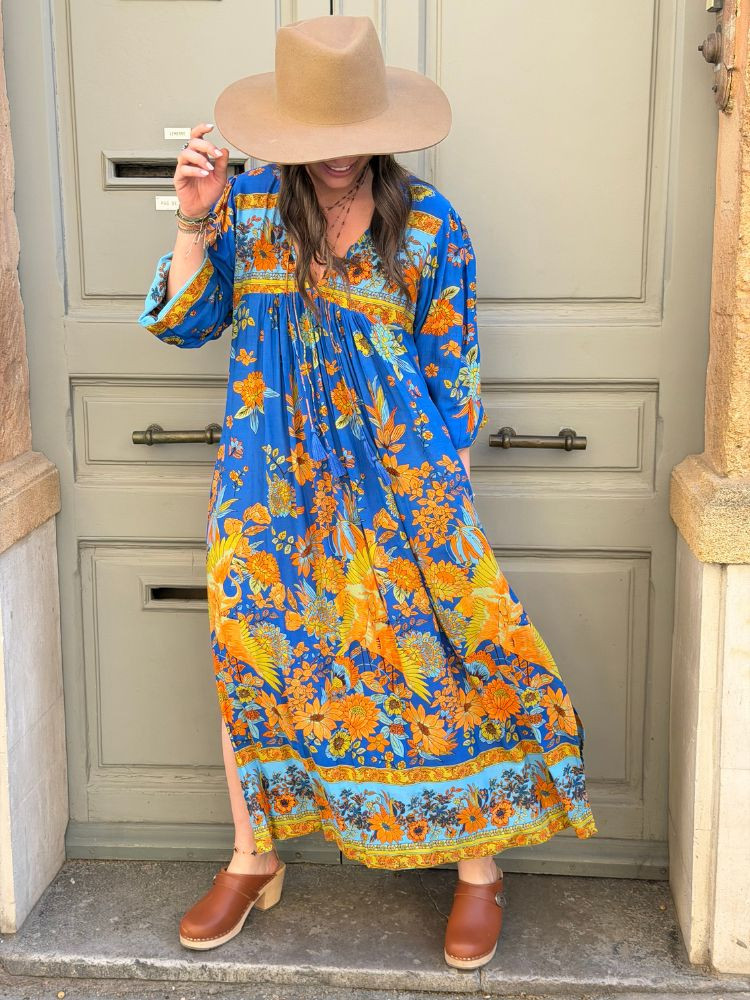 Robe AGATHE bleu & orange