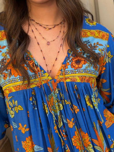 Robe AGATHE bleu & orange