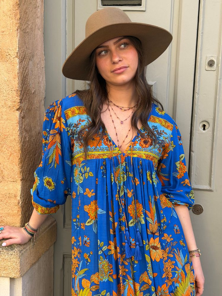 Robe AGATHE bleu & orange